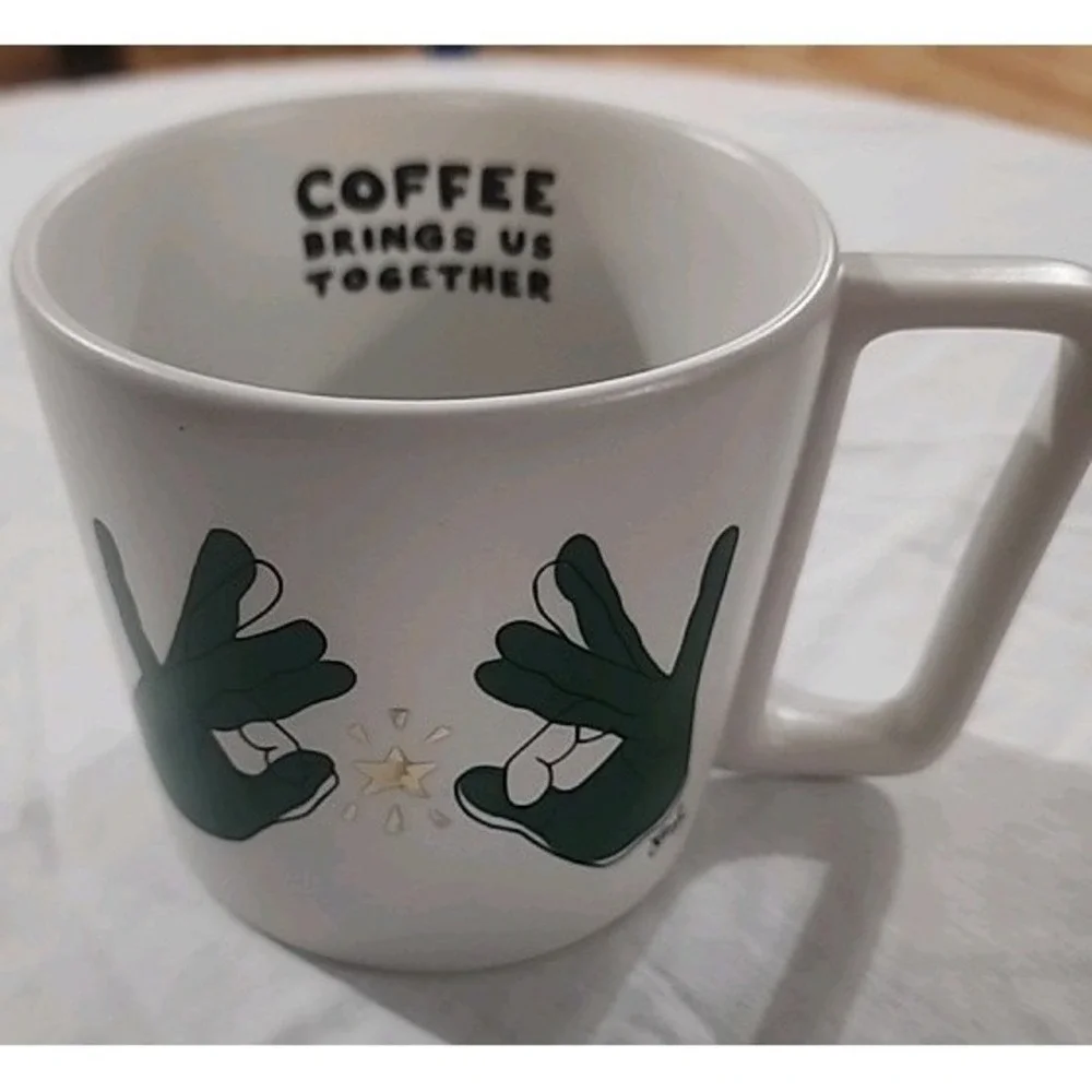 Starbucks 2019 ASL Sign‎ Language 12oz Cup Coffee Brings Us Together white green